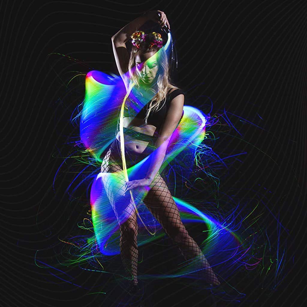 GloFX Space Whip Remix | Programmable Led Fiber Optic Whip | 6 Foot 360° Swivel - Super Bright Light Up Rave Toy | EDM Pixel Flow Lace Dance Festival