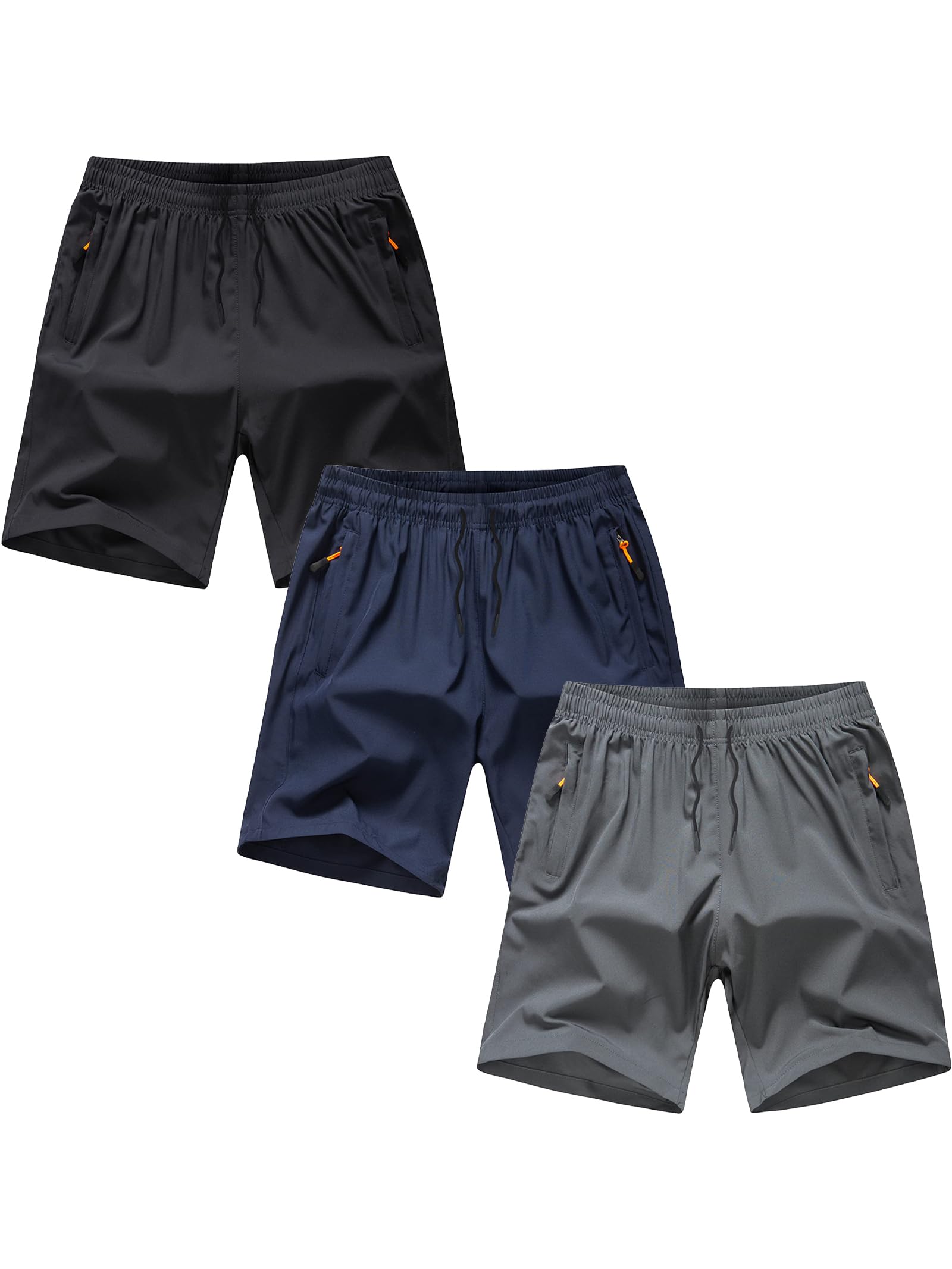 NATUST Boys' Loose Fit Athletic Shorts with Zipper Pockets Quick Dry Running Shorts