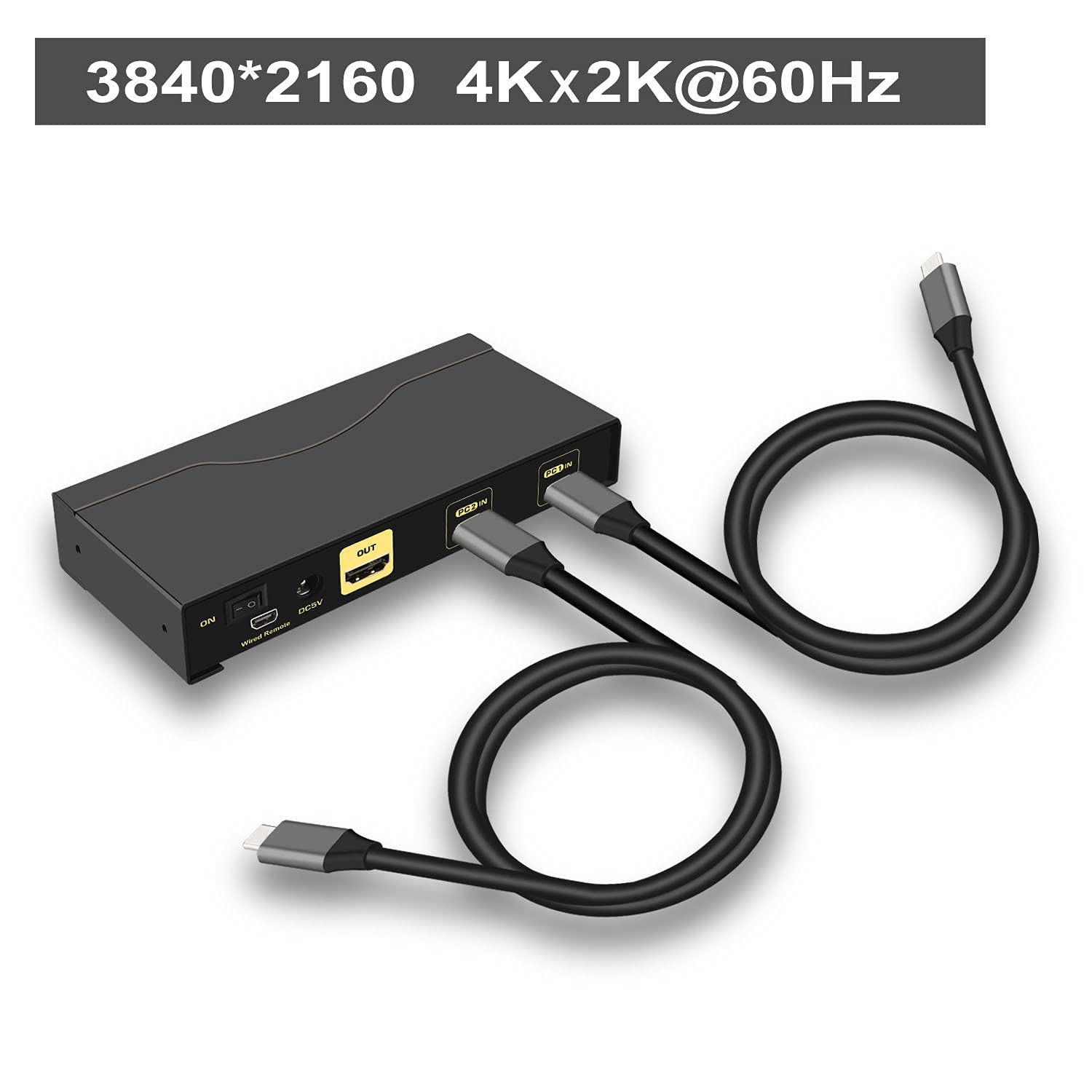 USB TypeC KVM Switch 4K60Hz, CKLau 2 Port USBC + HDMI KVM Switch