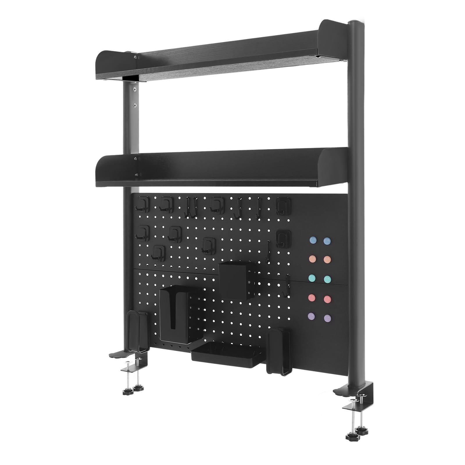 Scaffale da scrivania regolabile in altezza e salvaspazio, con clip e bacheca, organizer da scrivania moderno per ordine (95 x 80 x 12,5 nero)