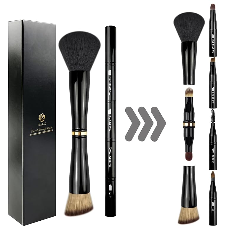 Kit com 2 Pincéis de Maquiagem 4 em 1 Zylsnice com Estojo