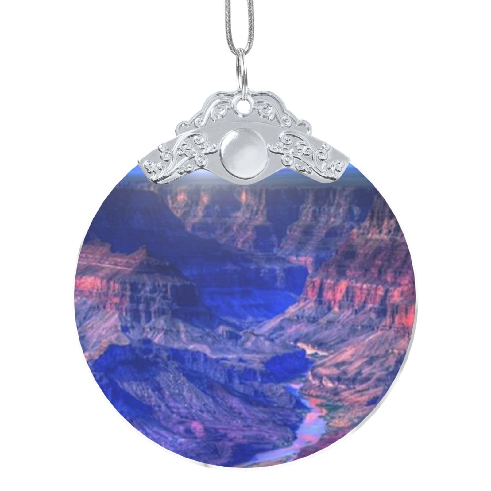 Juexdeme Silver Beauty Grand Canyon 3"Glass Christmas Decor,Christmas Tree Ornament,Xmas Decoration, Holiday Decoration,Glass Round Pendant,Perfect For Holiday Party,Window,Tree,Home Decor