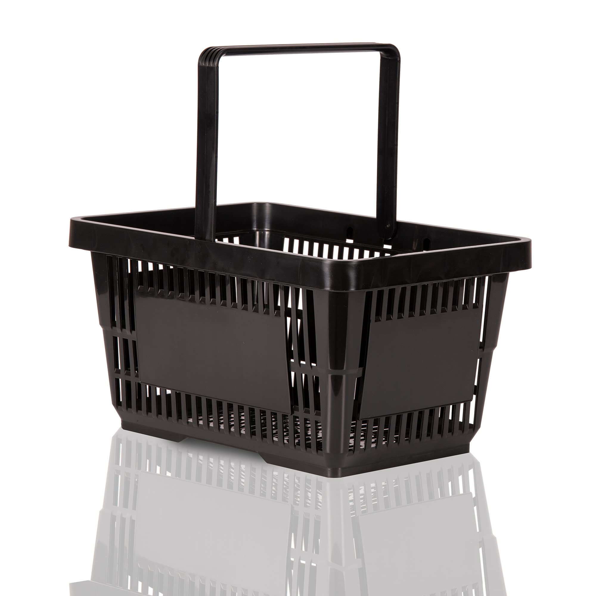 Sammelwagen mit Einkaufskörbe Schwarz 10er Set 22L | Rollbarer Korbstapelwagen in Schwarz, 10 Körbe in Schwarz mit Griff, Tragekorb Kunststoffkörbe 30kg Traglast