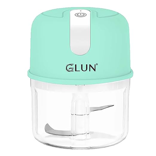 GLUN® Mini Vegetable Chopper, Rechargeable Mini Chopper, Kitchen Chopper with USB Port, Chopper for Vegetables, Fruits and Nuts BPA-Free, Easy to Clean