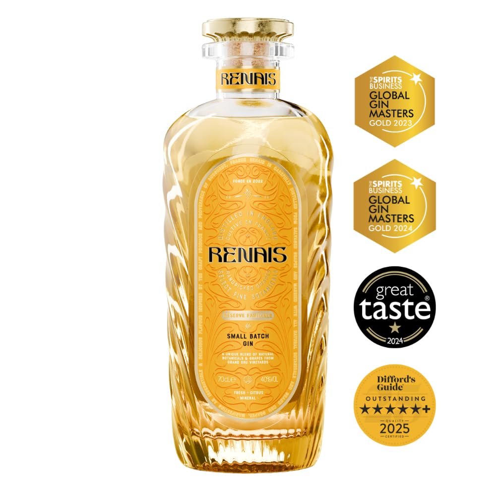 Renais Gin| von Alex & Emma Watson | hergestellt mit echten Grand Cru Trauben| frisch, mineralisch & honigsüß im Geschmack | klimaneutral zertifiziert | 40% vol. | 700ml
