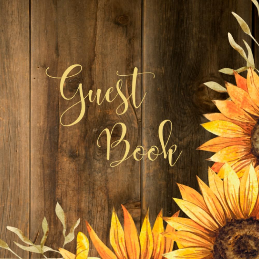 Rustic Wood Look Sunflower Wedding Guest Album: Barn Wedding, Fall Wedding, Country Wedding