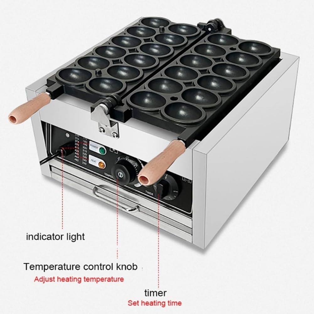 FURLOU Máquina para Hacer gofres con Forma de Huevo Comercial, máquina para Hacer gofres de Huevo Antiadherente eléctrica de 1800 We, máquina para Hacer Bolas de gofres con brocheta de Burbujas