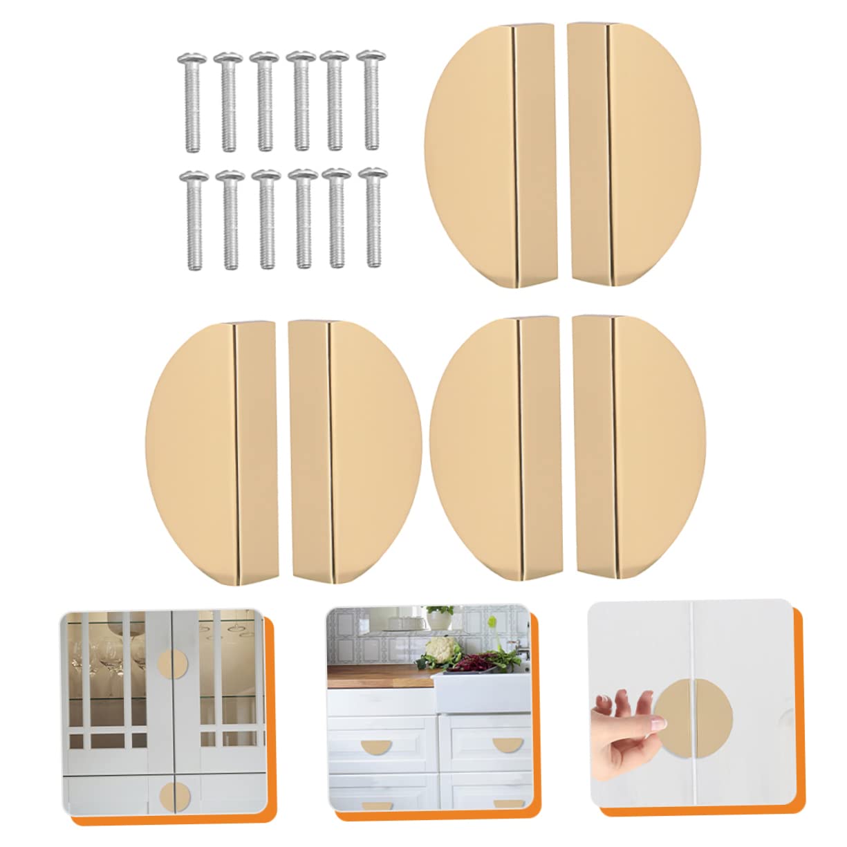 LIFKOME 6 Halbkreis Raumaluminium Möbelgriff 64mm Stück mit Lochabstand