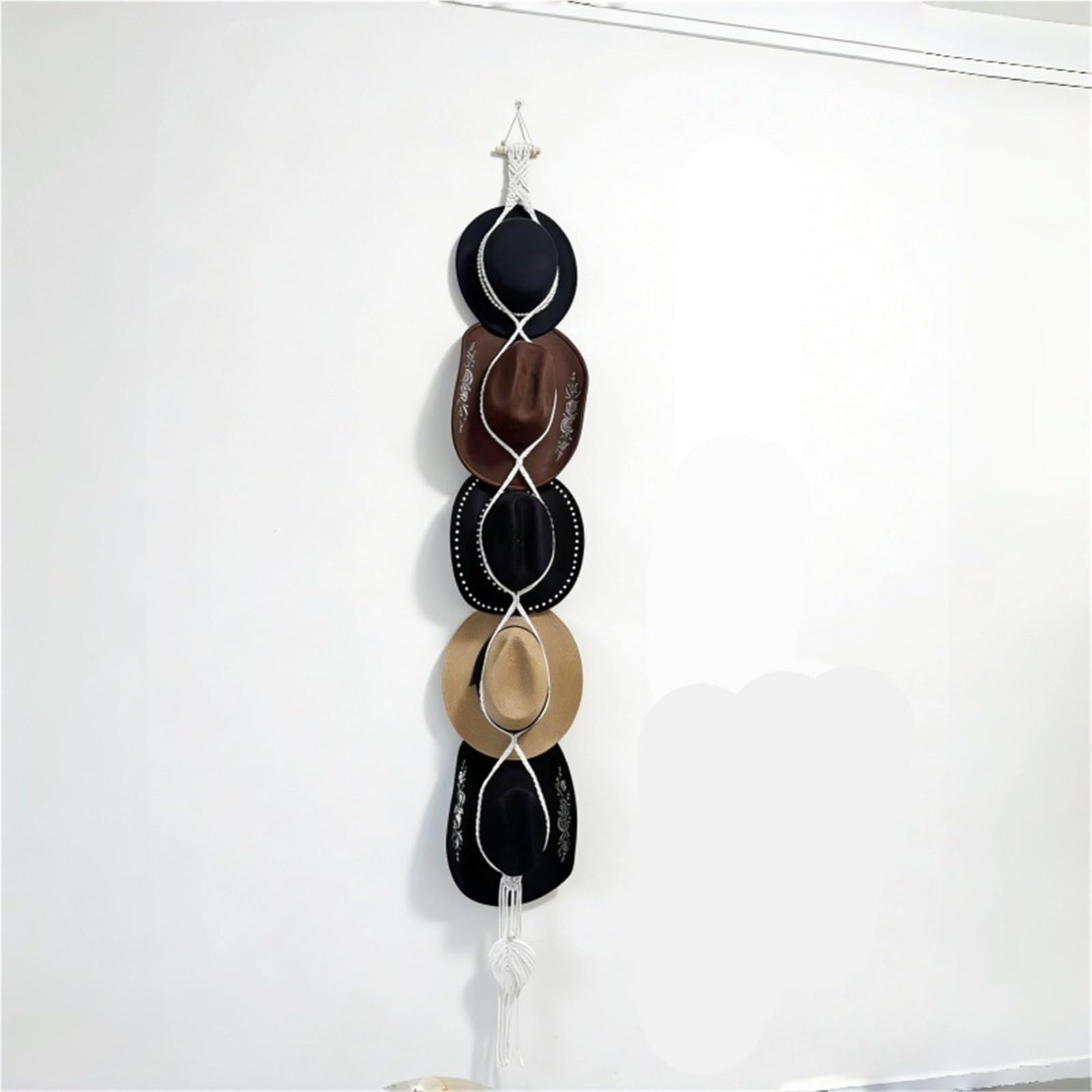 YAOHY Macrame Hat Hangers Hat Rack for Wall Cowboy Hat Organizer Hanging Display, for Wide Brim Hats Bowler Fedora Hats