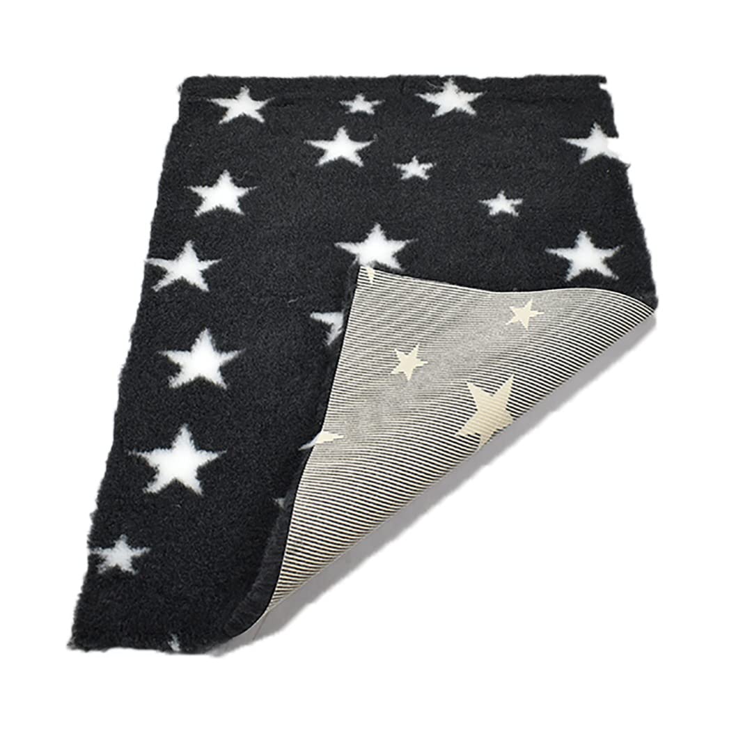 SoulPet Charcoal White Big Star High Grade Vet Bedding Non-Slip back Bed Fleece for Pets 1300gsm