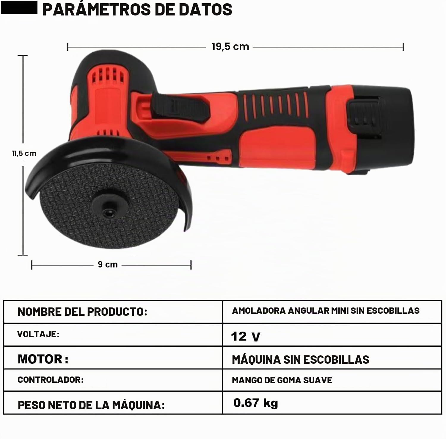 Mini Amoladora Angular, Multifunción Amoladora Pequeña a Doble Batería | Motor de Alta Potencia, 7 Accesorios, Corte Lijado Pulido, Caja, para Baldosas Madera Acero Piedra