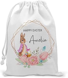 Personalised Easter Bag, Custom Easter Gift Bag, Easter Egg Sack, Easter Bunny Treat Bag, Easter Decoration, Kids Easter Egg Hunt Basket, Easter Bunny Rabbit