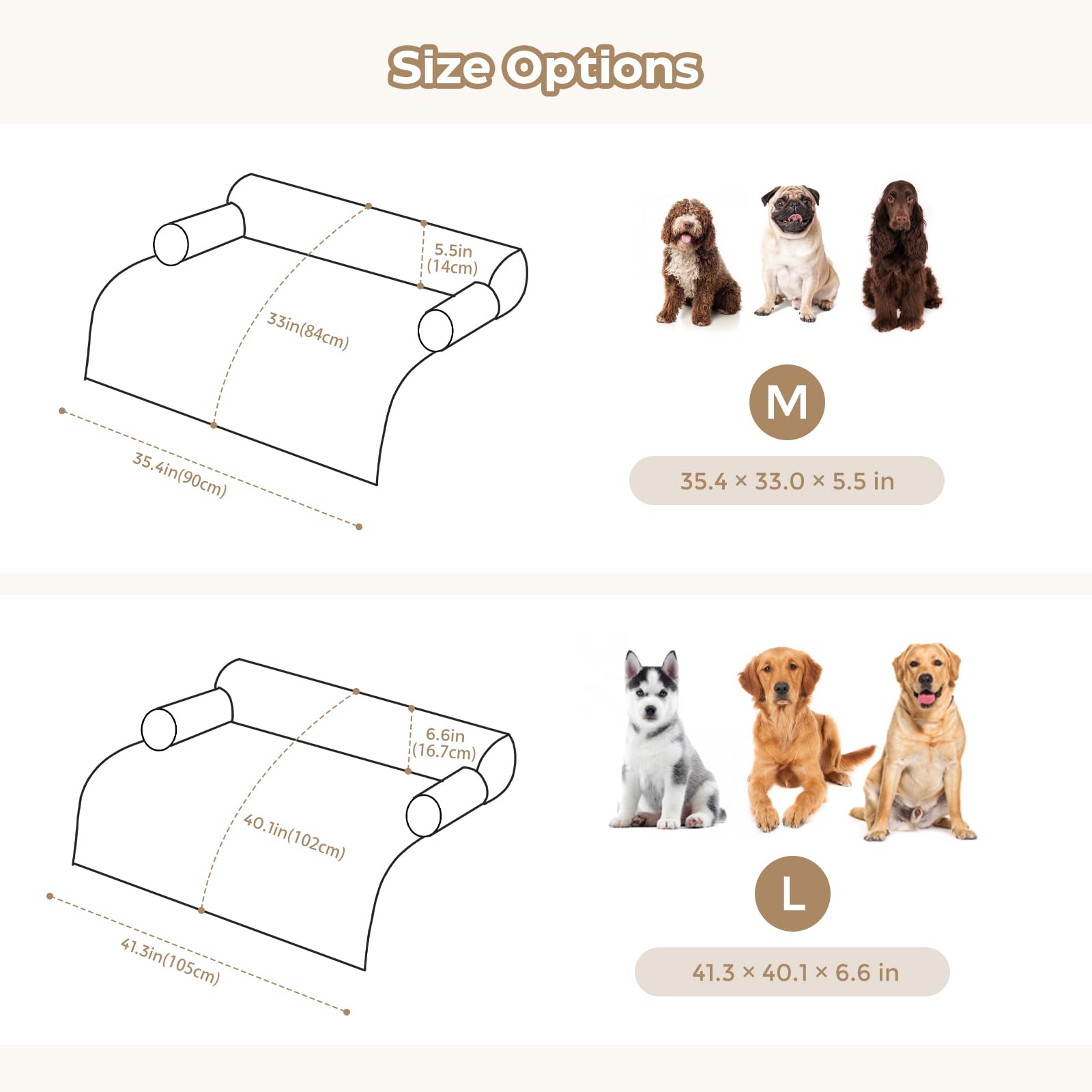 Avont Kalmerend hondenbed, zachte hondenmat voor bank, bescherming voor meubels voor middelgrote honden en katten, met afneembare wasbare hoes en antislip onderkant, bruin (large