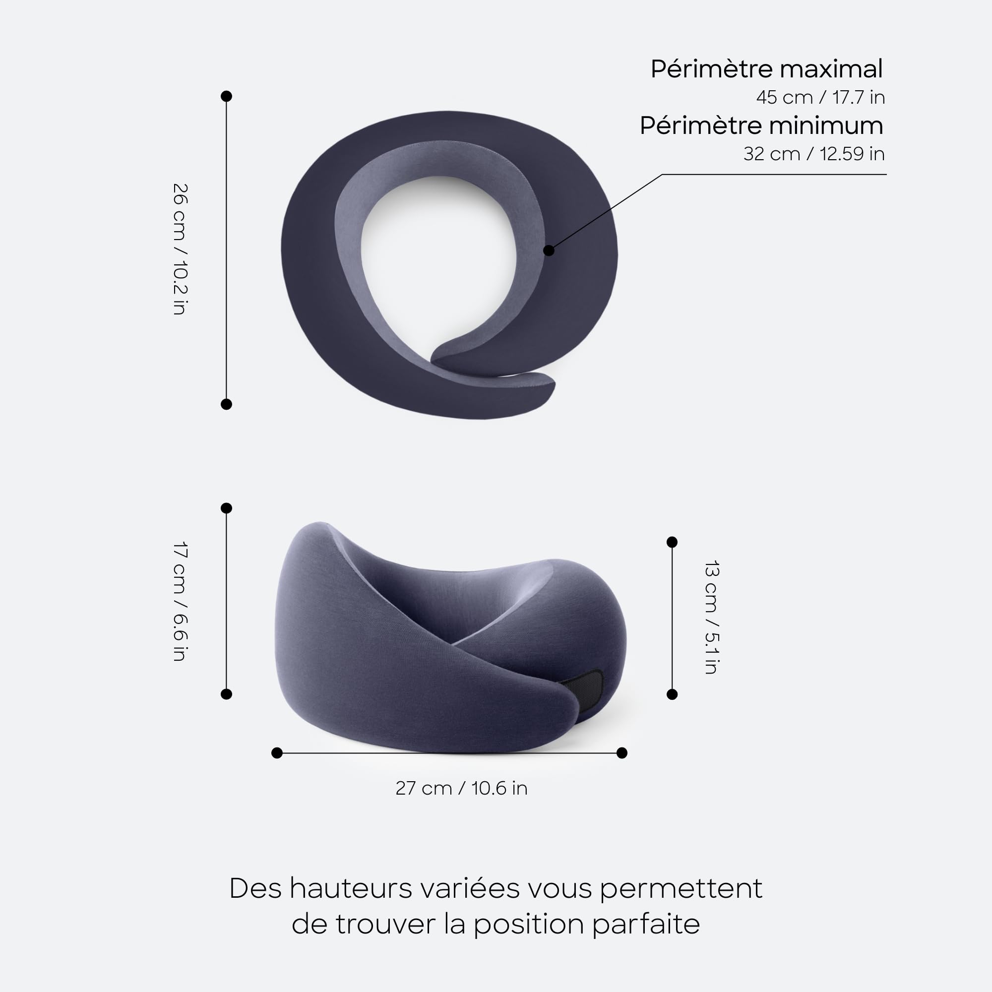 Ostrichpillow Go Neck Pillow - Oreiller de Voyage en Mousse à Mémoire de Forme, Design Ergonomique à 360º, Côtés Asymétriques, Sac de Voyage Inclus, Housse en Modal Lavable
