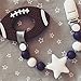 Football Baby Teething Toy with Pacifier Clip Boy or Girl Teether (Navy, White)