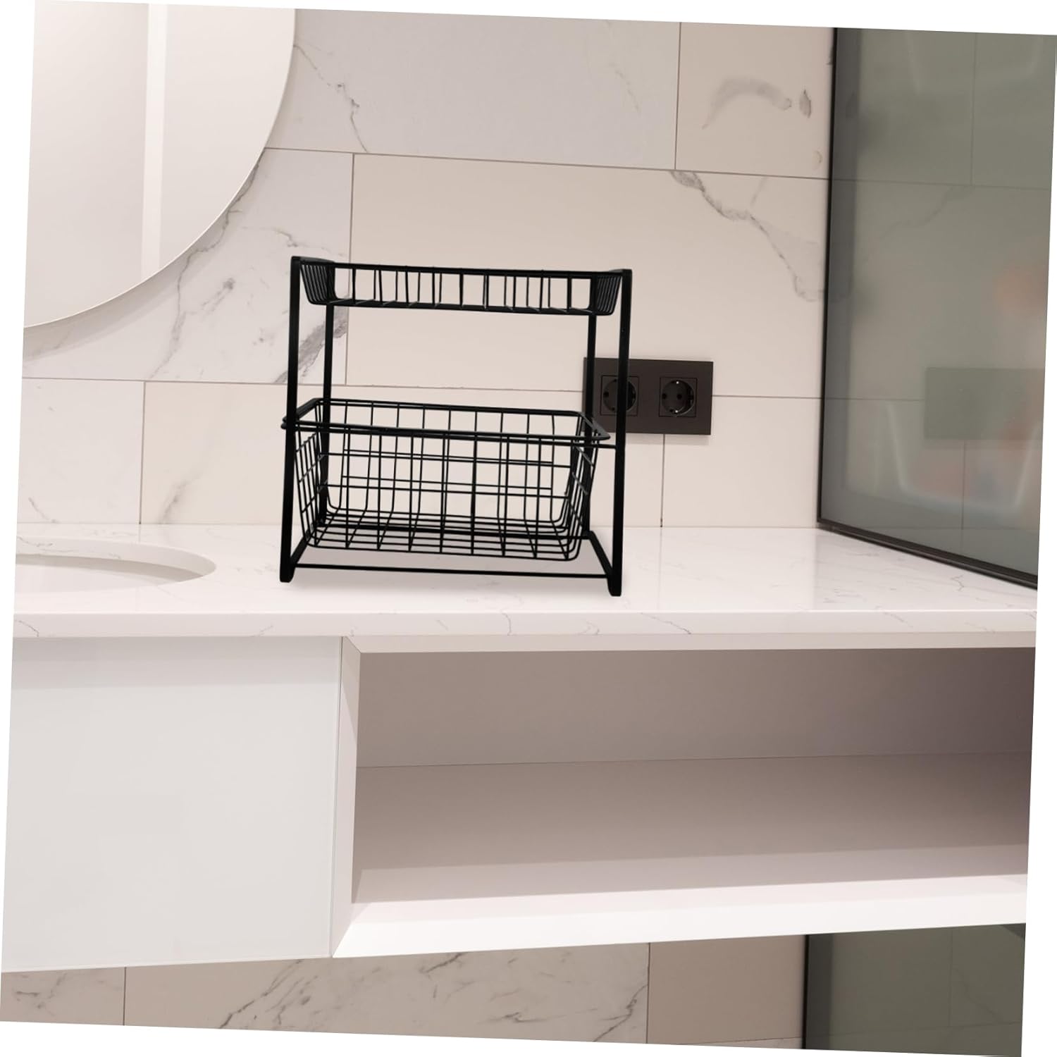 under Sink Organizer Removable Storage Baskets Kitchen and Bathroom Shelf for Cleaning Supplies Toiletries and Tools Multi-purpose Storage