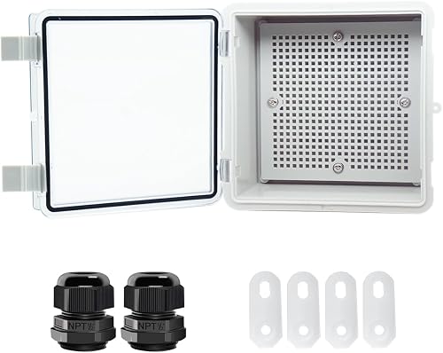 Otdorpatio Junction Box, Hinged Clear Cover IP67 Waterproof ABS Project Box with