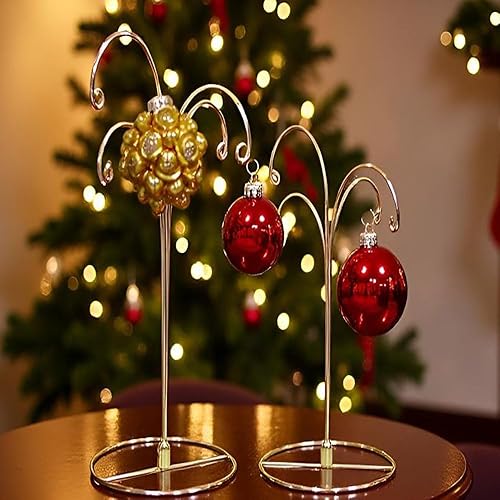 Vista 13 de HOHIYA Soporte de exhibición de adornos con gancho de Navidad para perro, gato, bola de cristal, 4 brazos, 12 pulgadas, color negro, 2