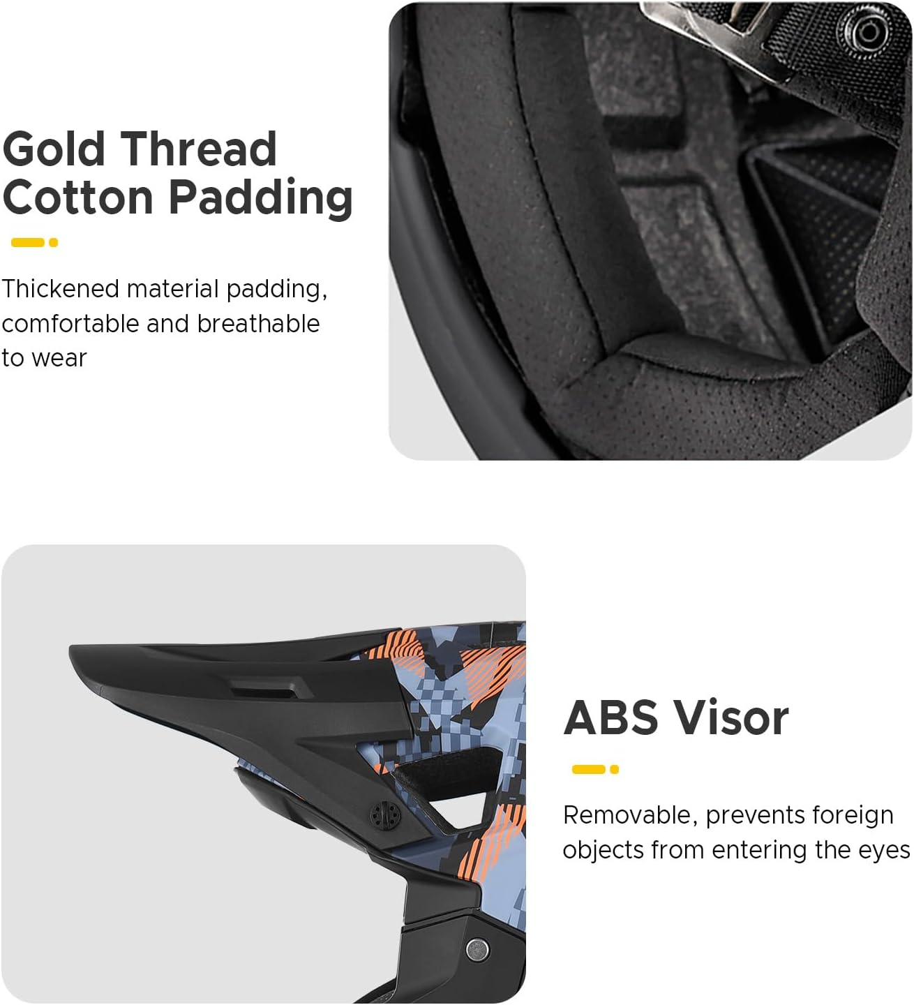 Adult Bike Helmet, Full Face Mountain Bike Helmet Adjustable Lightweight Bike Helmets with Detachable Visor & Chin Guard, Comfort Cycling Helmets for Men Women