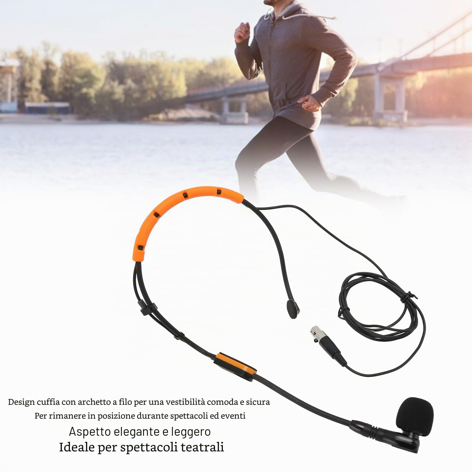 Microfono Ad Archetto per Wireless Shure PGA31 SM31 SM35, Microfono a Condensatore con Cuffia, con Connettore TQG, Resistente Alle Intemperie (YELLOW)