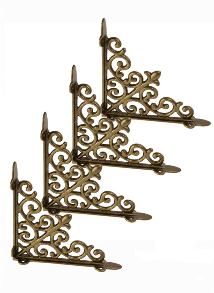 Metal Handcrafted Shelf Bracket for Floating Shelves L Angle Decorative L Shaped Corner Brace Joint Heavy Duty Wall Mounted Shelf Supporter Corner Brace Holder 19.5 cm (Pack of 2 Pair)-image-31