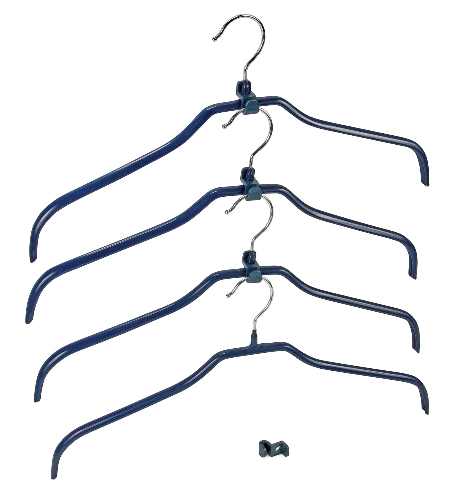 WENKO Set appendini Multi 4+4 - appendini, con rivestimento antiscivolo, unisciappendini, Metallo cromato, 42 x 19 x 1 cm, Argento lucido (Confezione da 2)