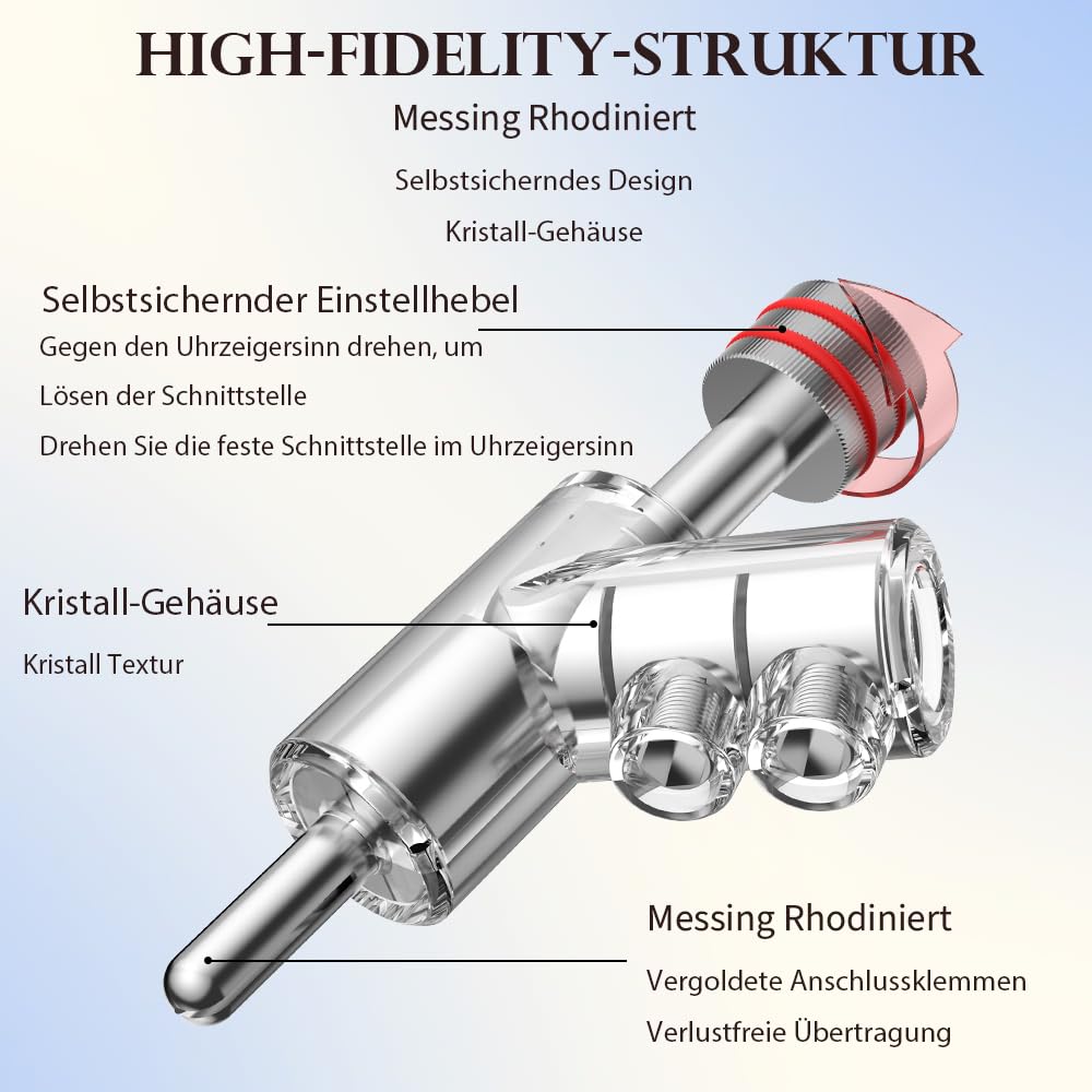 4 Connettori A Banana Placcati Oro Per Altoparlanti - Fino A 7mm Cavo - Foto 5