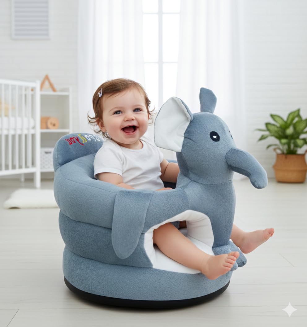 FLOATING DREAMS Kids Plush Sofa Chair, Baby Soft Plush Cushion Sofa Seat Or Rocking Chair for Kids Soft Padded Seating for Bedroom, Playroom (Grey Elephant)-image-20