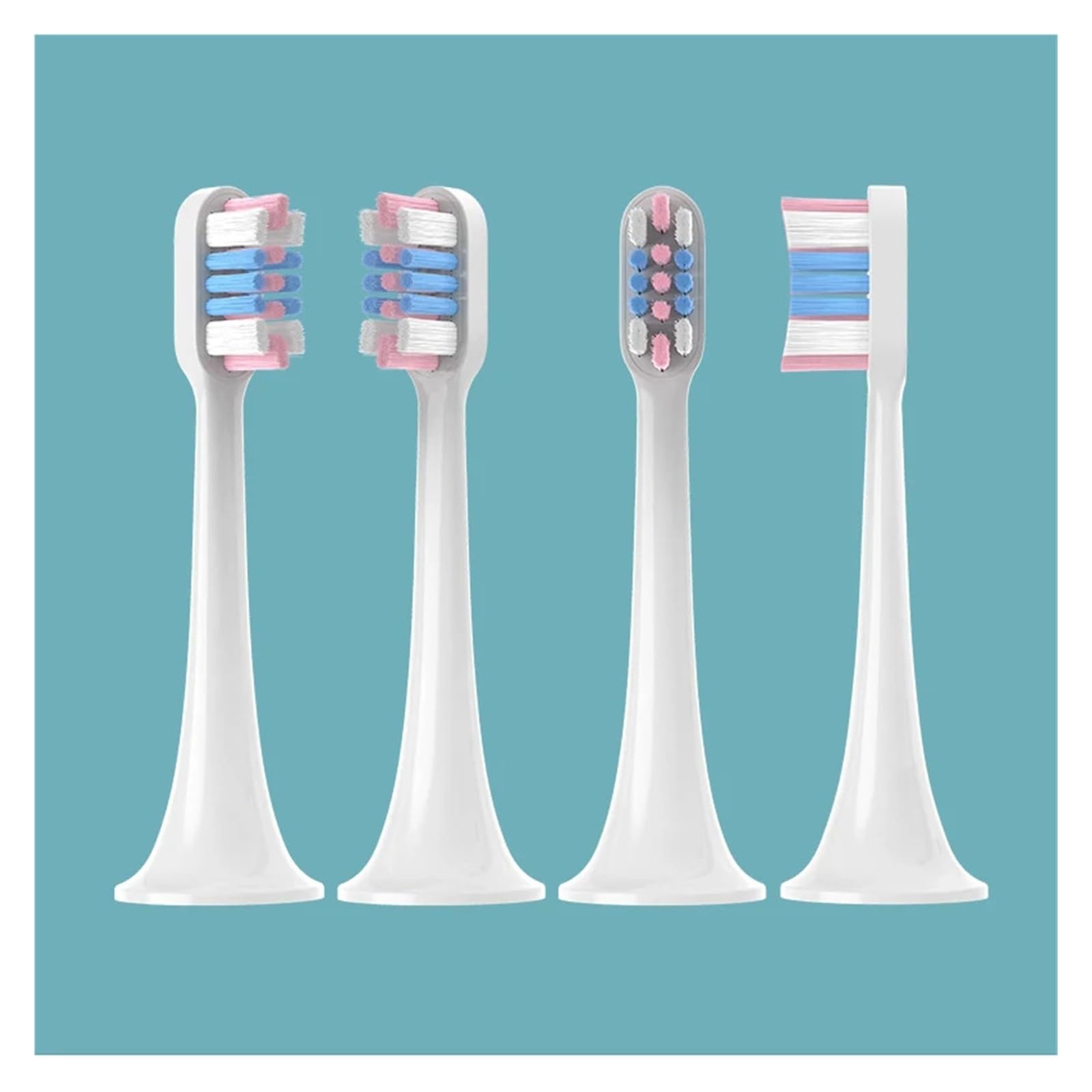 Cabezales 20/50PCS, compatible con Xiaomi, T300 T500 T700 | Cabezales para cepillo dental eléctrico de cerdas suaves, plástico, cerdas de alta densidad(50WhiteBluePink)
