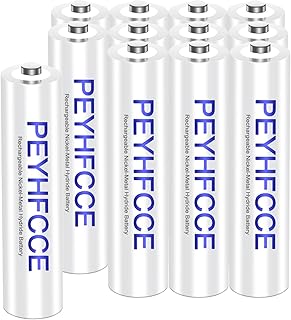 PEYHFCCE 600mAh Rechargeable AAA Batteries, 1.2V NiMH Solar AAA Battery High Capacity for Outdoor Solar Lights and Household Devices, Pre-Charged 12 Packs