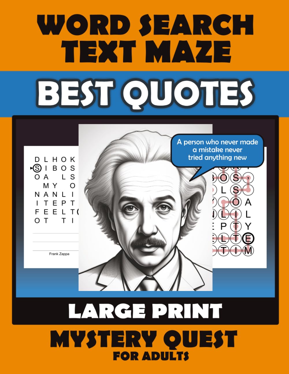 Word Search TEXT MAZE BEST QUOTES Mystery Quest for adults: Hard puzzle text maze challenge better than word search, Large Print