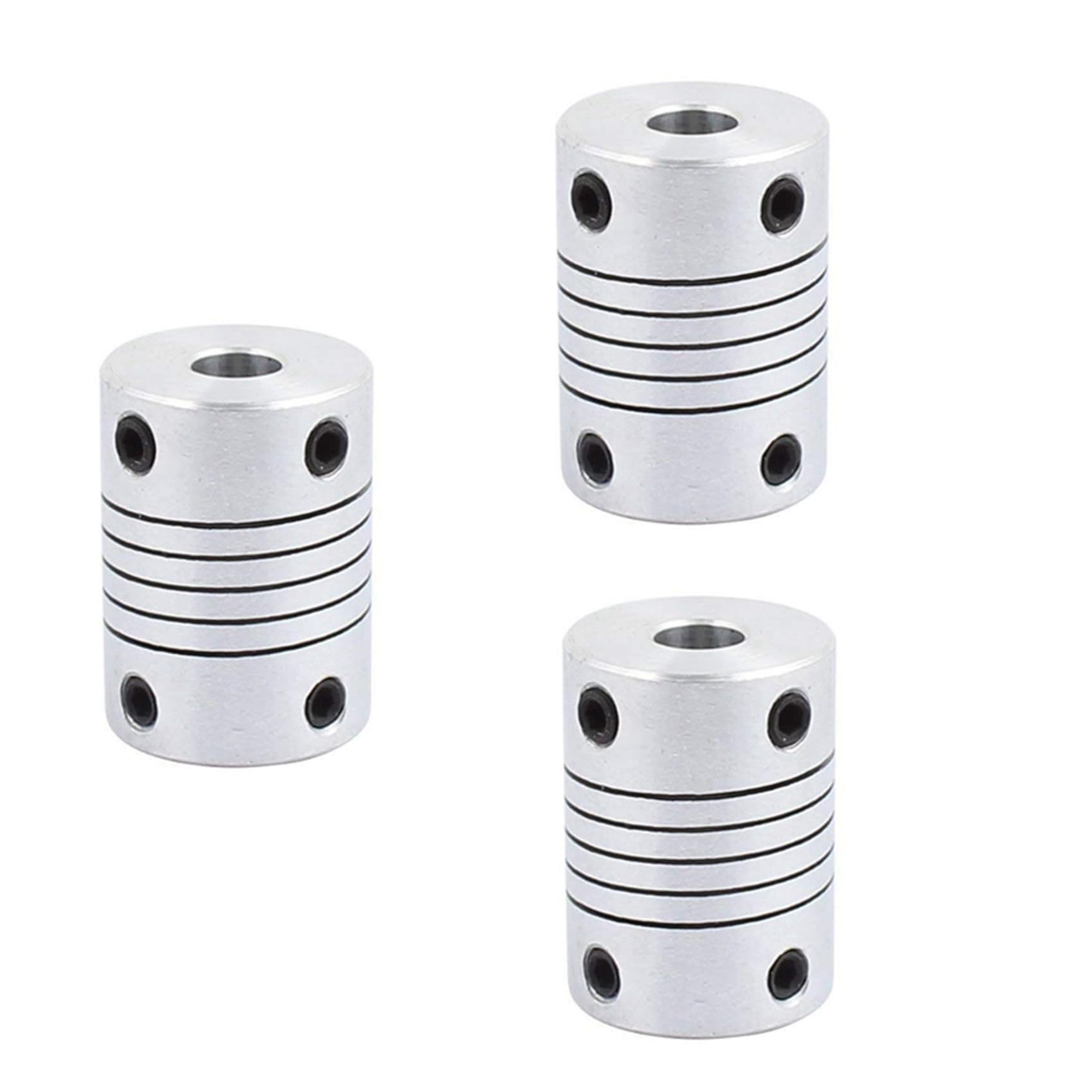 Baglaum 3pcs 6mm to 8mm Shaft Coupling 25mm Length 18mm Diameter Stepper Motor Coupler Aluminum Alloy Joint Connector, Silver, 750118325