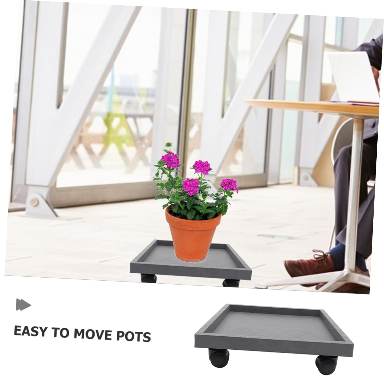 Plateau à Roulettes Pour Pots De Fleurs - Intérieur 27 Cm, Plastique Résistant, Facile à Déplacer
