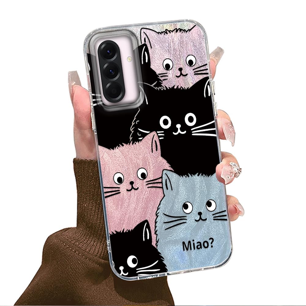Tedyhulle Hülle für Samsung Galaxy A26 5G Handyhülle mit Niedliche Farbe Katze Aesthetic Muster, Bunt Dünne Schutzhülle Stoßfest Kratzfest Hard PC Handy Hülle Cover Case
