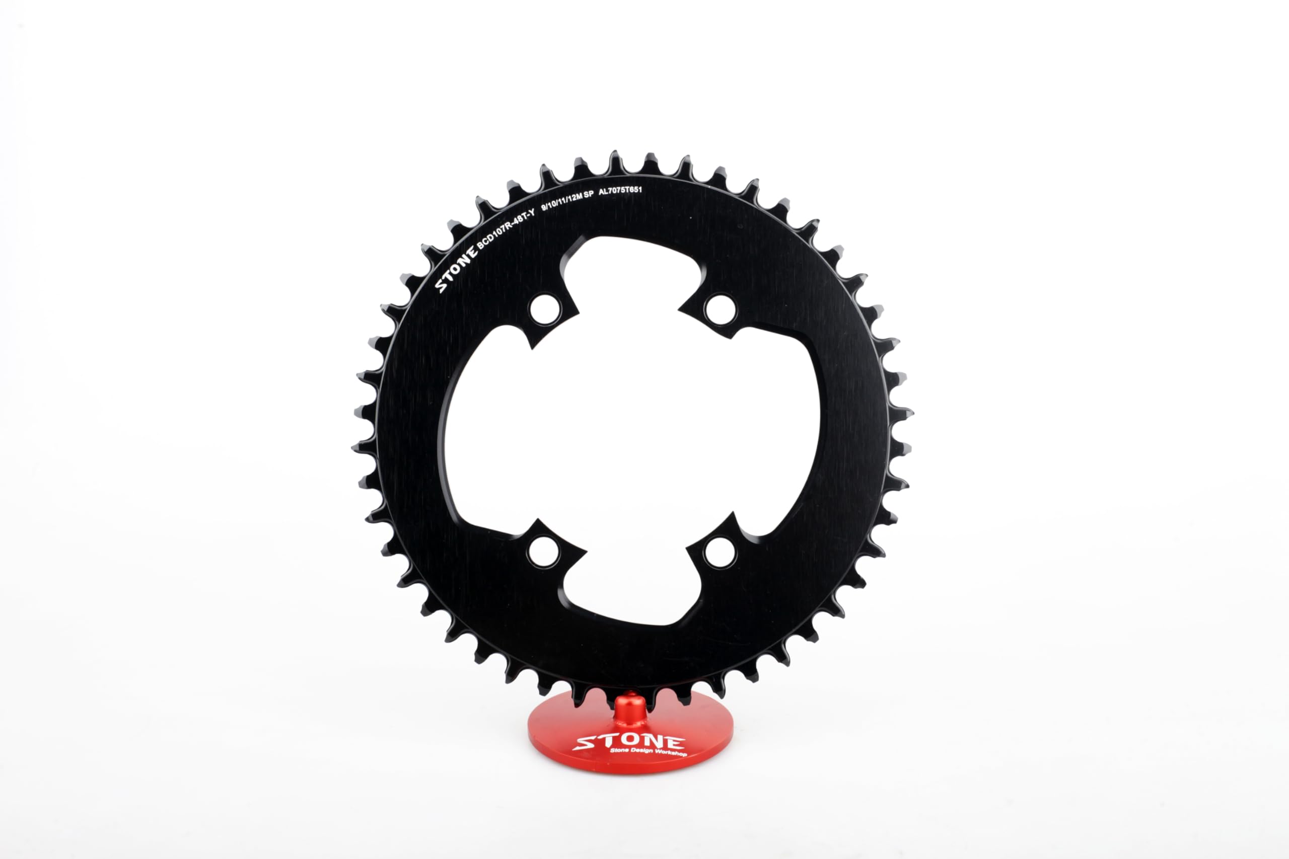 STONE Round Chainring Single Plate 107 BCD Compatible with SRAM Rival AXS Gravel Road Road CNC Aluminum 7075-T651 4 Arms 38T