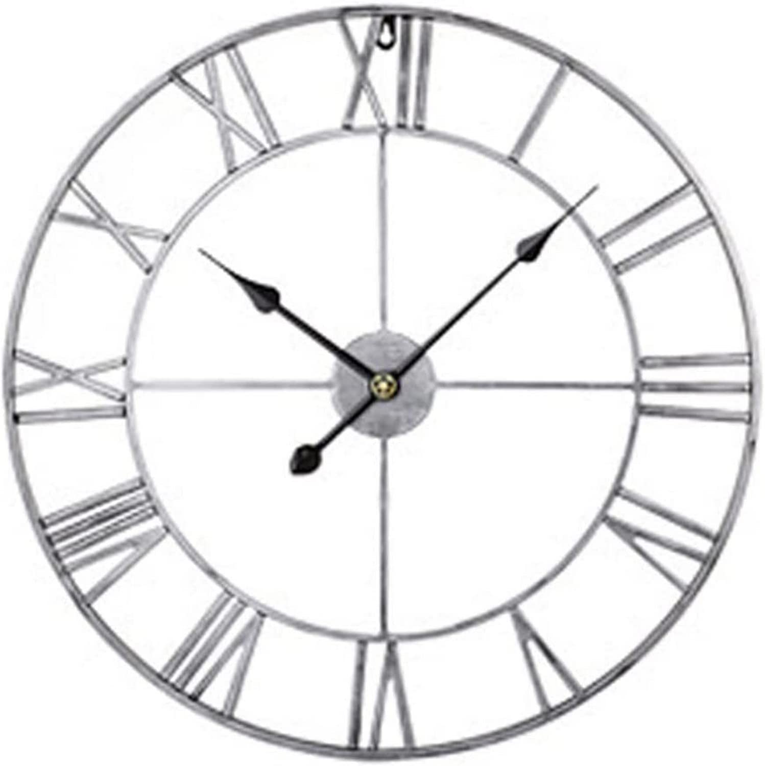 SaryEdge Wall Clock Modern Art Wall Clock Large Wall Clock, with 3D Roman Numerals, Silent Movement Non Ticking and Operated for Living Room, Office Bedroom Wall Decor Clo-S,Silver,Silver-16 inch