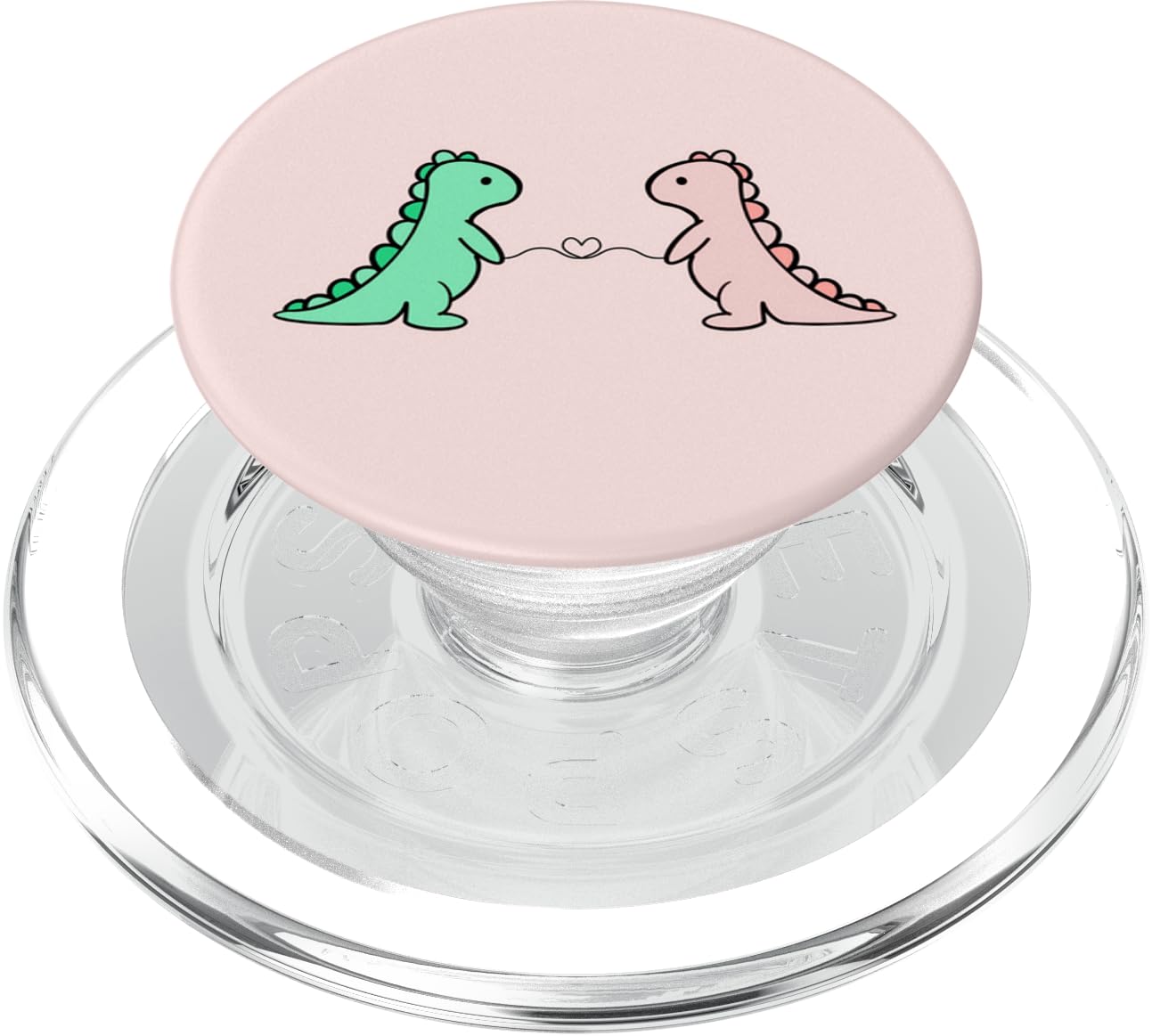 Funny And Cute Dinosaur T Rex Green Dino And Pink For Girls PopSockets PopGrip for MagSafe