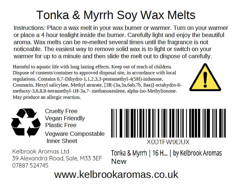 Wax Melts - Tonka and Myrrh | 16 Pack | Strong Scented | Made in The UK | Plastic Free | Vegan - Image 7