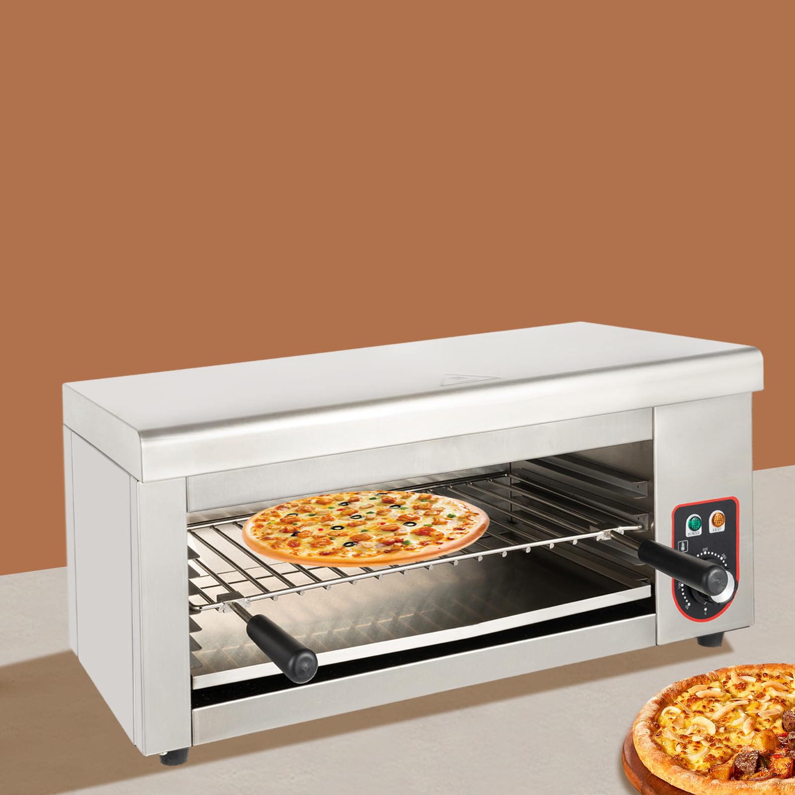 Salamander Broiler Countertop Grill, 1500W 110V Commercial Salamander Broiler, Stainless Steel Cheese Melter Machine, Countertop Salamander Broiler for Restaurant Kitchen Home Toast Sandwiches