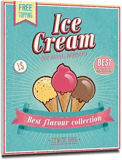 Amazon アイスクリームの装飾 1枚 アートフレーム 30x40cm 1枚 続き 絵 インテリア おしゃれ 部屋飾り 廊下 リビングルーム ベッドルーム 最高のフレーバーコレクション引用無料トッピングキッズデザイン装飾シーフォームピンクライトイエロー アートフレーム ポスター