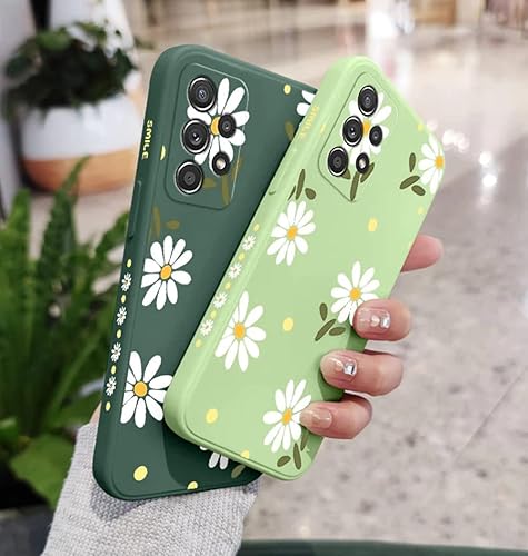 Miniatura 5 de Funda compatible con Galaxy A53 5G, diseño de margaritas, protección completa de lente de cámara, a prueba de golpes, TPU parachoques de silicona