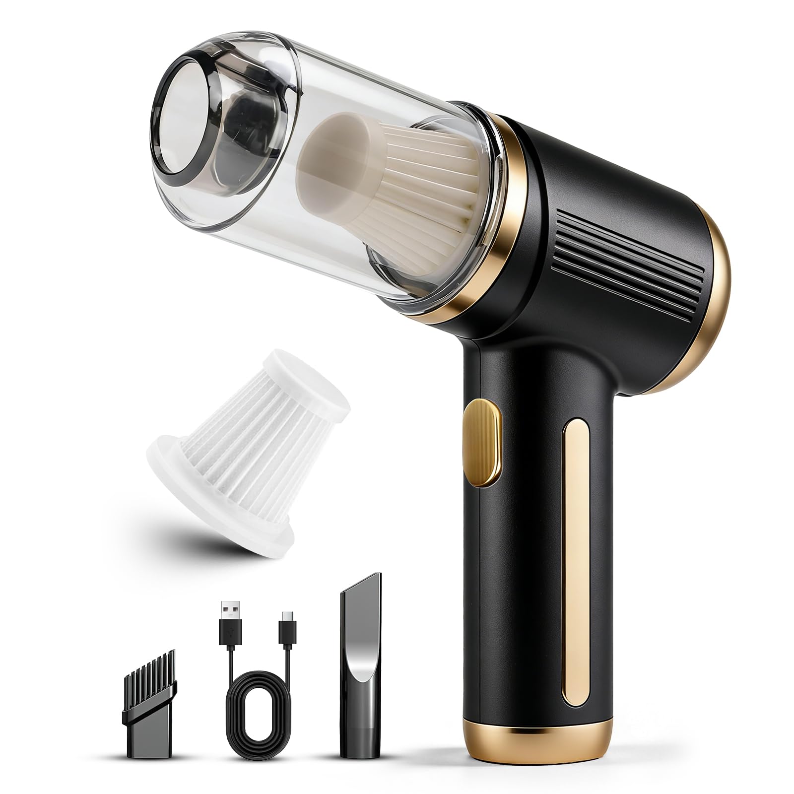 Mini Car Vacuum with Brushless Motor, Handheld Wireless Handheld Vacuum, Car Vacuum Cleaner Cordless for Car Detailing, Pet Hair and Home (Black) - 2