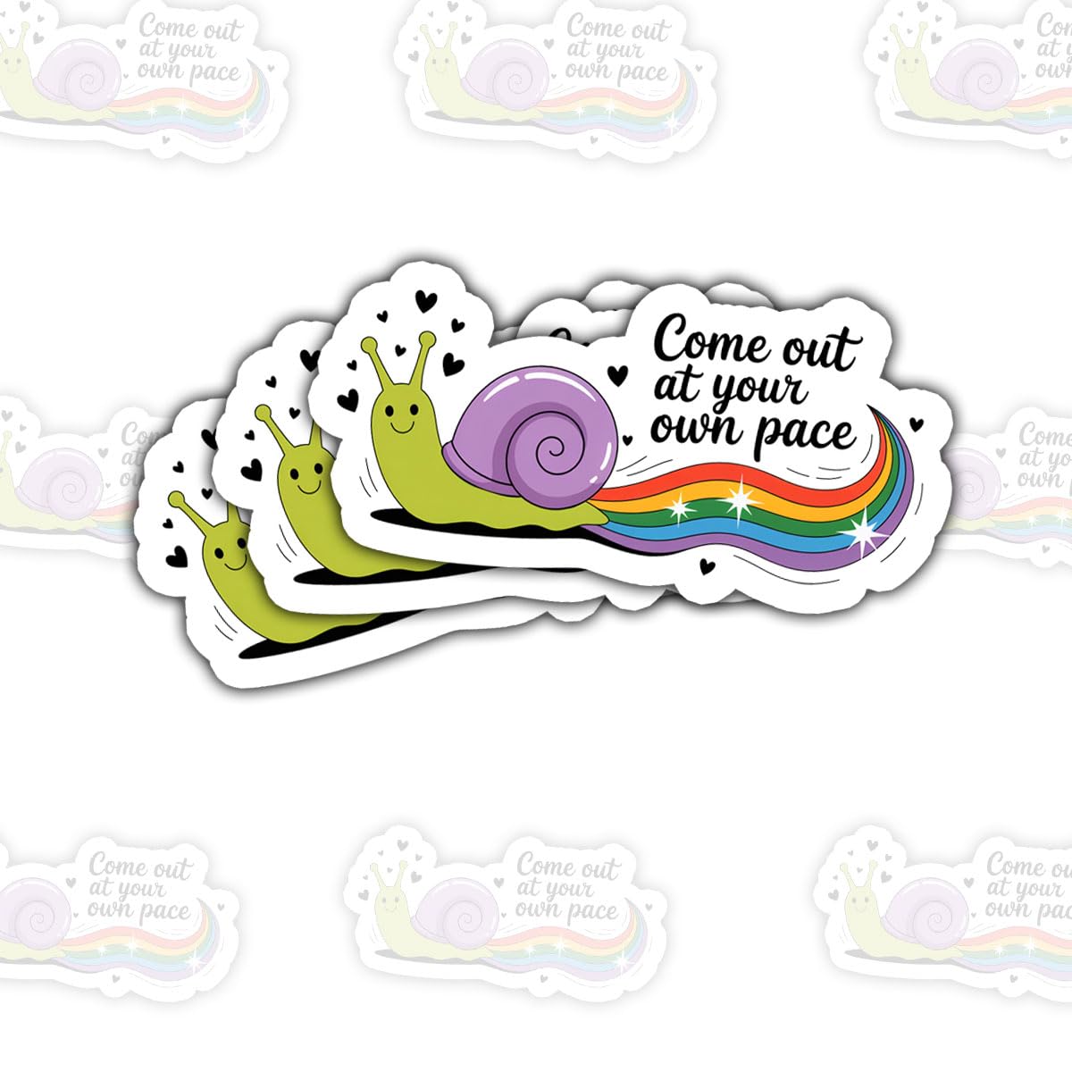 Photo 1 of (3pcs-3in) Come Out At Your Own Pace Sticker LGBTQ Pride Stickers Decal