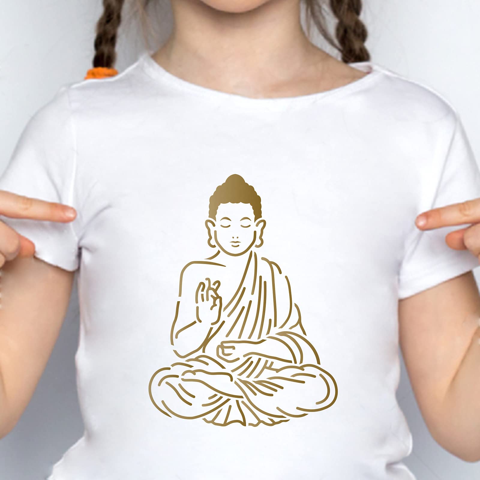 Fingerinspire, Stencil in stile indiano con Buddha seduto, da 29,7 x 21 cm, in plastica, riutilizzabile, per creazioni artigianali, per fai da te, per decorare e dipingere legno, pareti e piastrelle