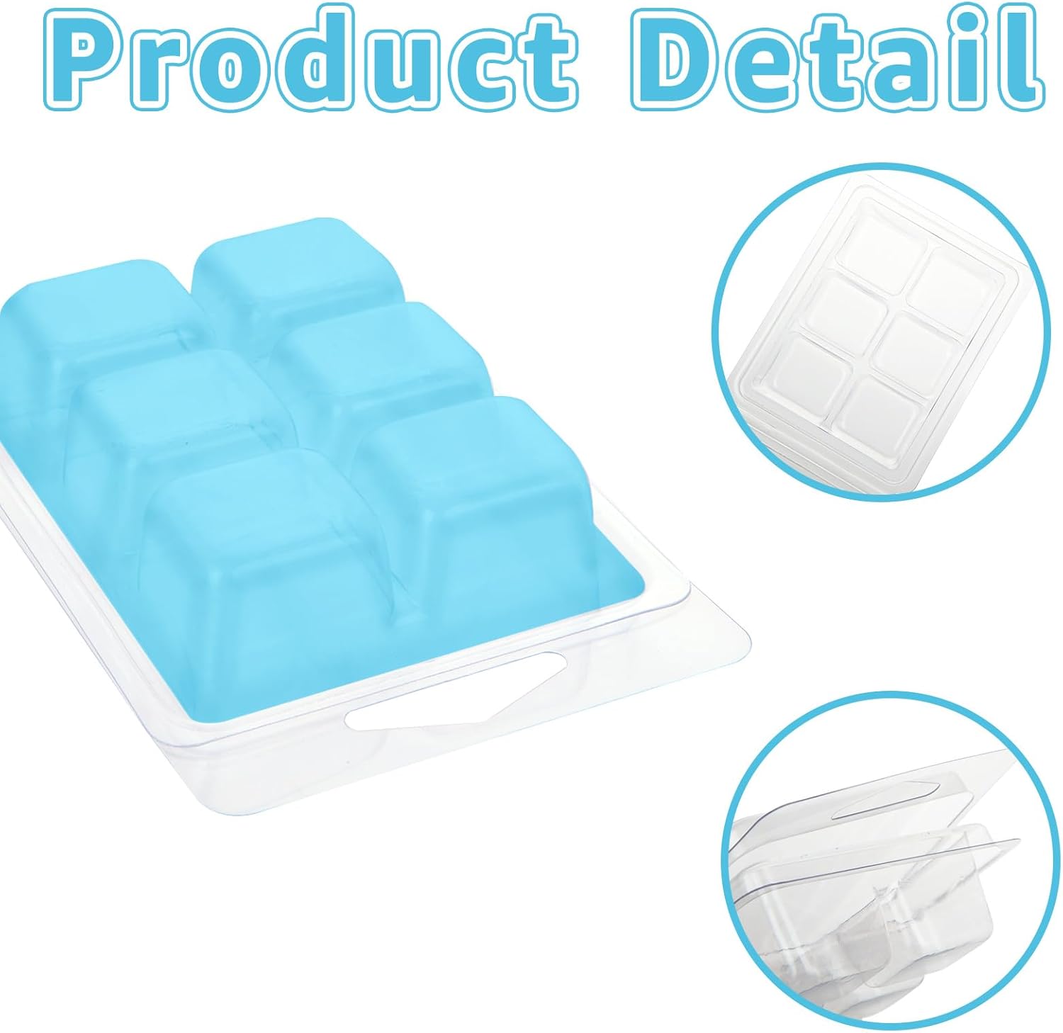 150 Pack Wax Melt Clamshells Molds, 6-Cavity Clear Empty Plastic Cubes Wax Melt Container for DIY Wax Melt Candles Wickless Tarts Candles (Square)