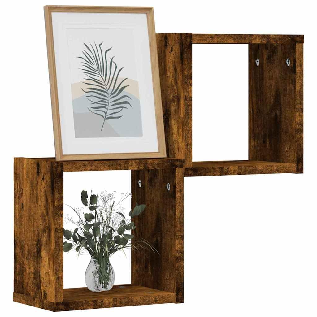 vidaXL Wall Shelves Wall-Mounted 2 pcs Smoked Oak 26 x 15 x 26 cm — image 1