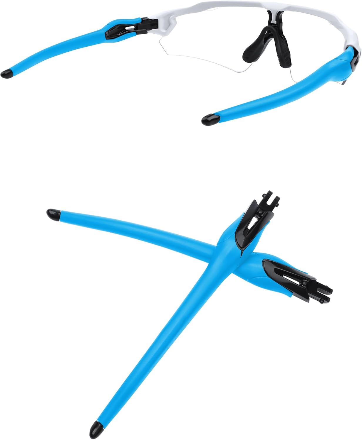 2 Pairs Replacement Temples Arms Legs Compatible with Oakley Radar EV Path/Pitch/Advancer Sunglasses-Black - Black&Black