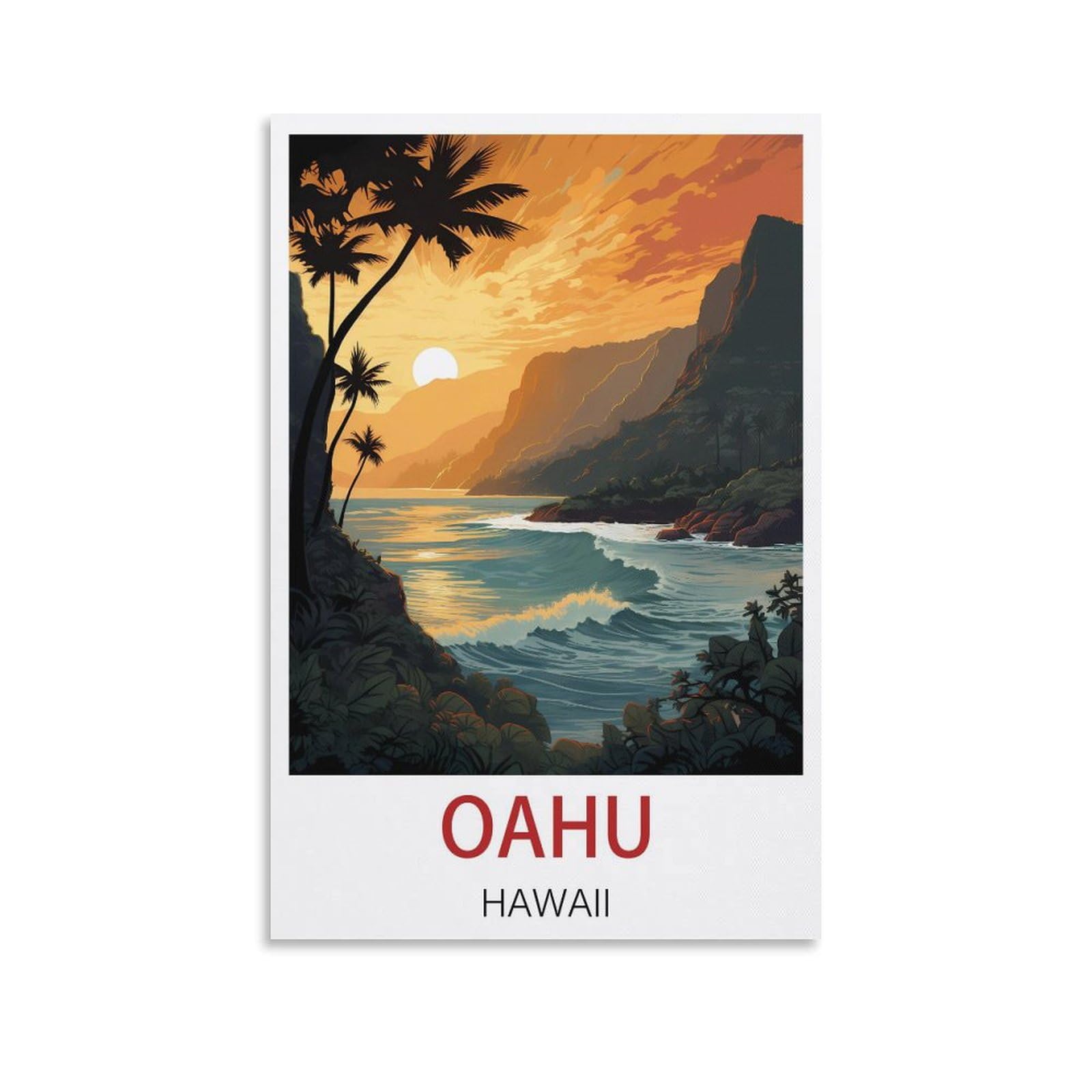 EZMLFA 5D Diamond Painting Kits for Adults,Oahu Hawaii,DIY Full Round Drill Diamond Dot Gem Art Kits for Adults,Crafts for Decor 40x40cm
