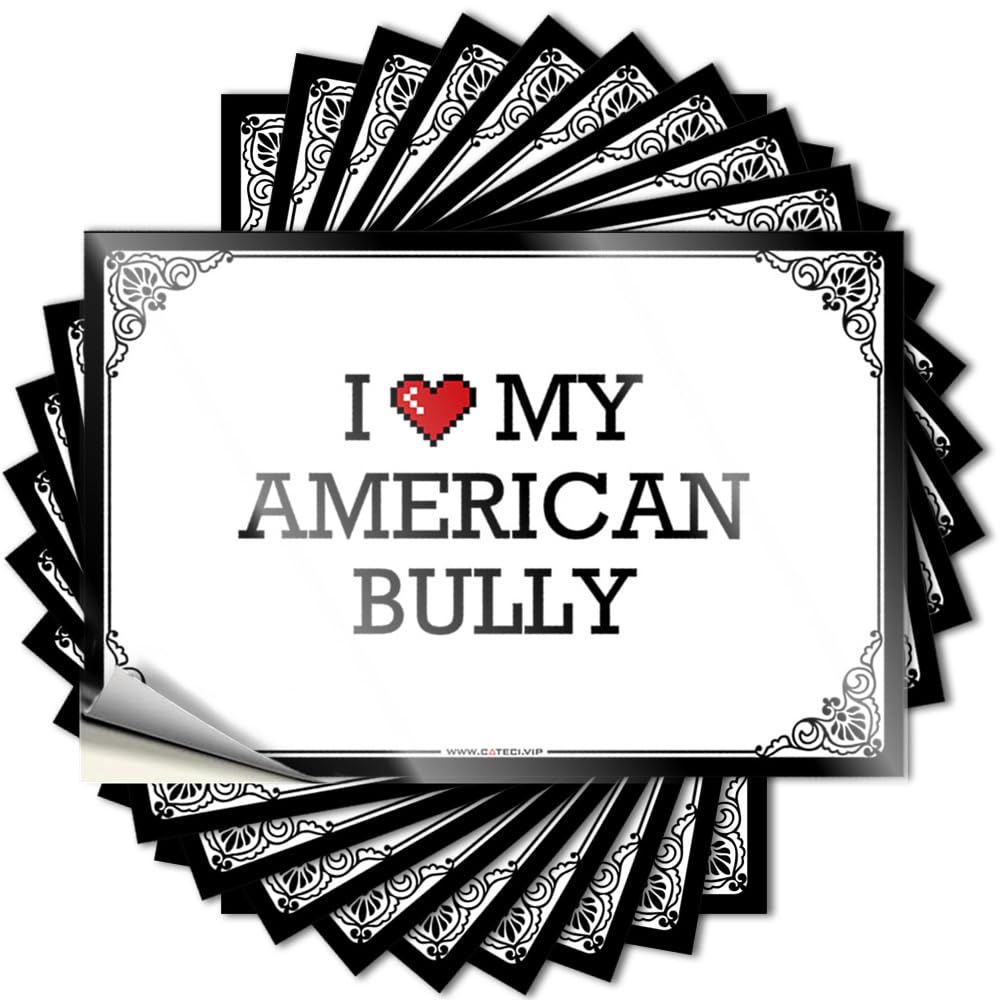 I Love My American Bully Core Tattoo | Mens Bedroom Decor Waterproof Vinyl Helmet Sports Removable Decal Peel Stick(12X18CM)