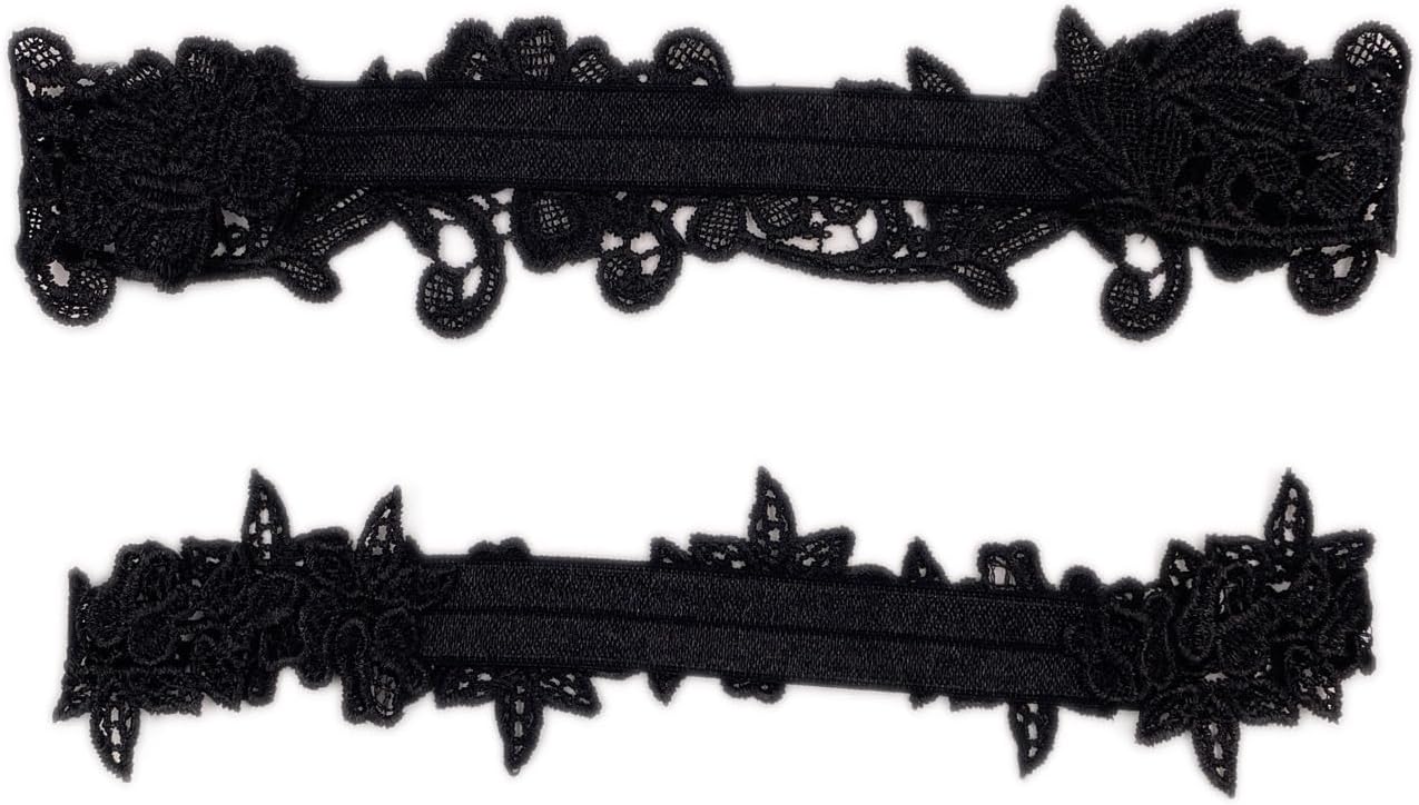 Wedding Garter for Bride Lace Thigh Garters Elastic Floral Bridal Garter Belt for Party Halloween Cosplay Black
